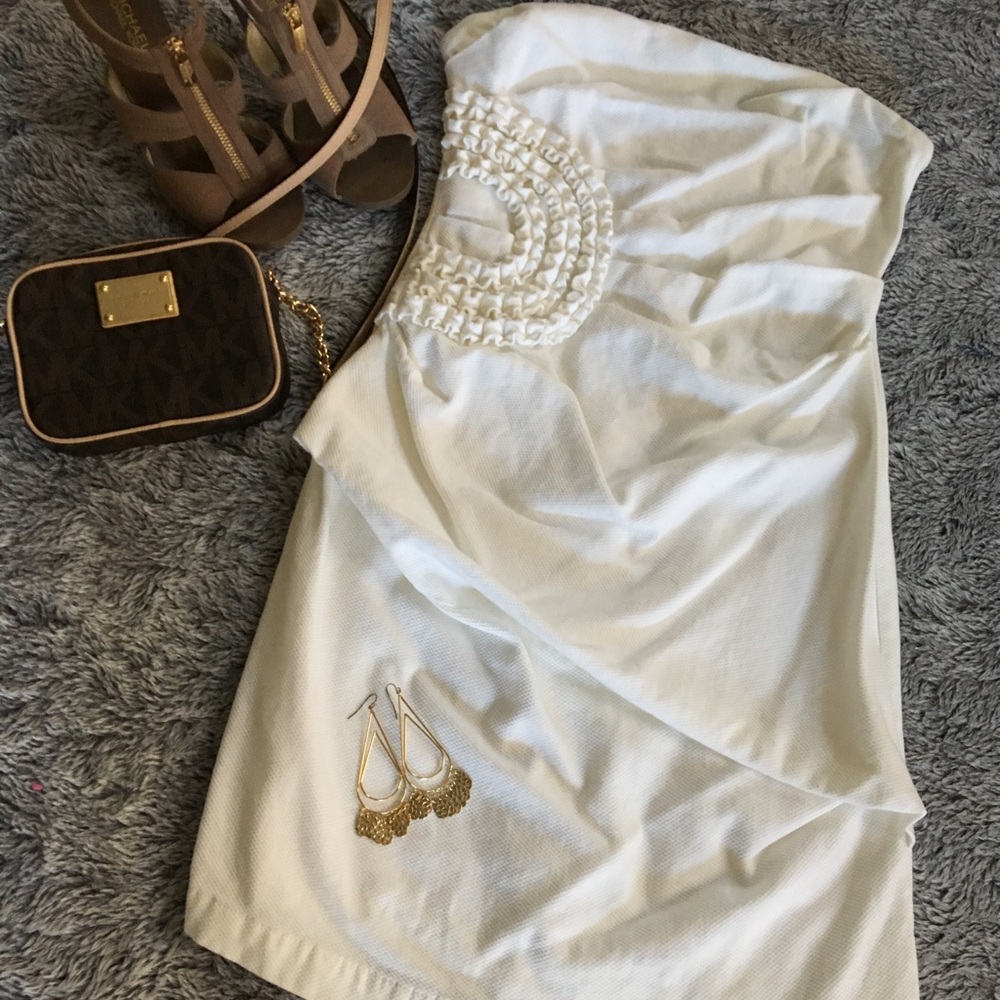 Jonathan Martin white strapless dress